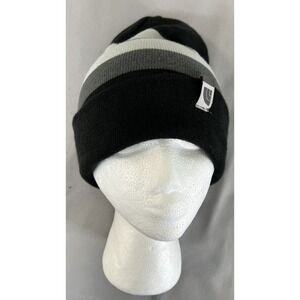 The North Face Black With Gray Stripes Classic‎ Cuff Winter Hat